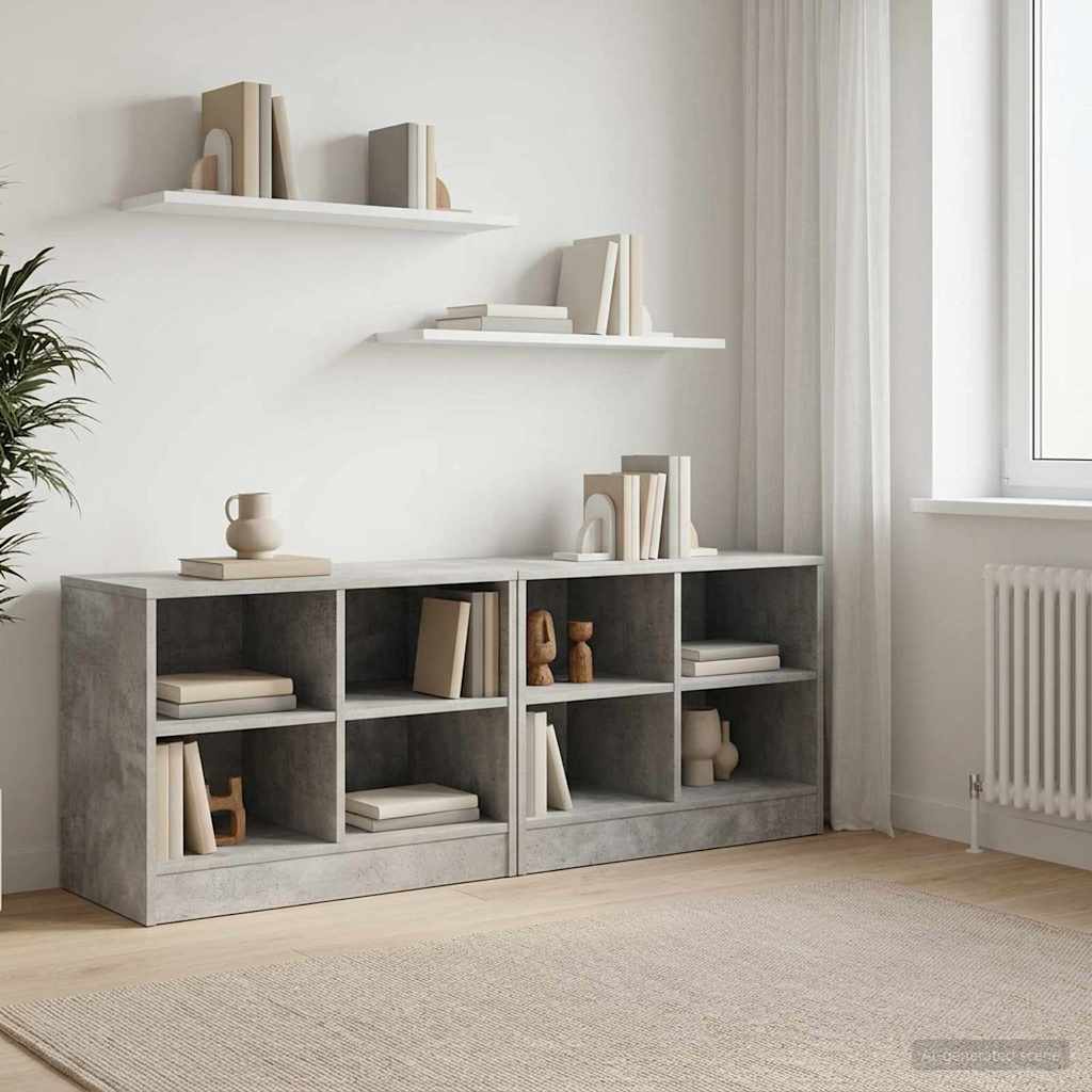 Bed Cabinet 2 pcs 66 x 33 x 48 cm Engineered Wood Concrete grey