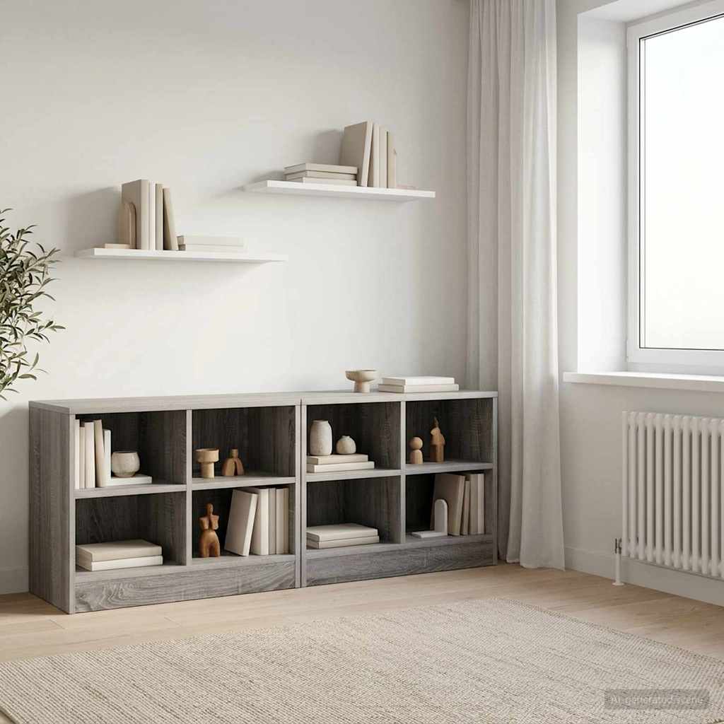 Bed Cabinet 2 pcs 66 x 33 x 48 cm Engineered Wood Grey sonoma