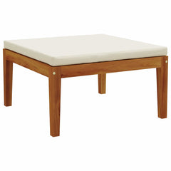 Garden with Cushions Solid Acacia Wood & Rope Black and Cream White Middle sofa + footrest + table