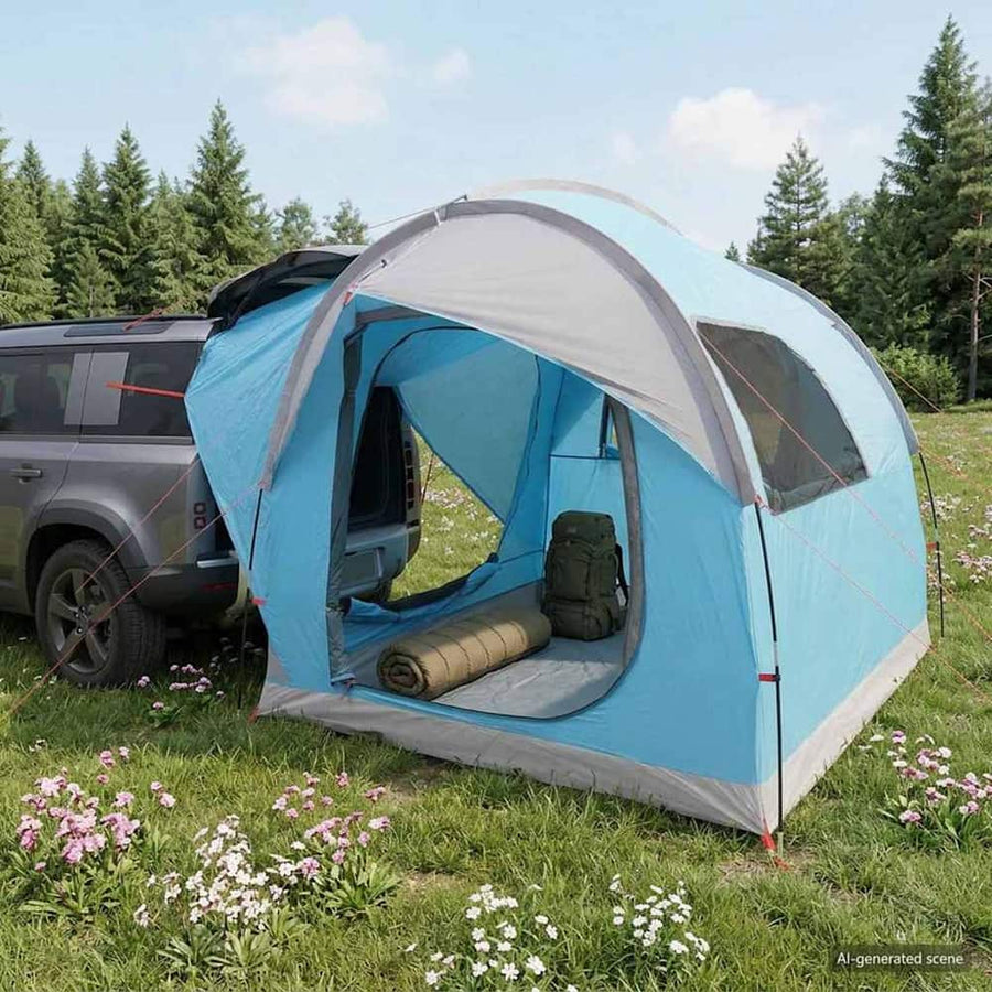 Car Tent 3-Person Polyester and Steel Blue