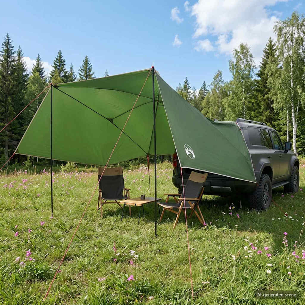Car Tent 350 x 250 cm Polyester and Steel Green 305 cm 205 cm