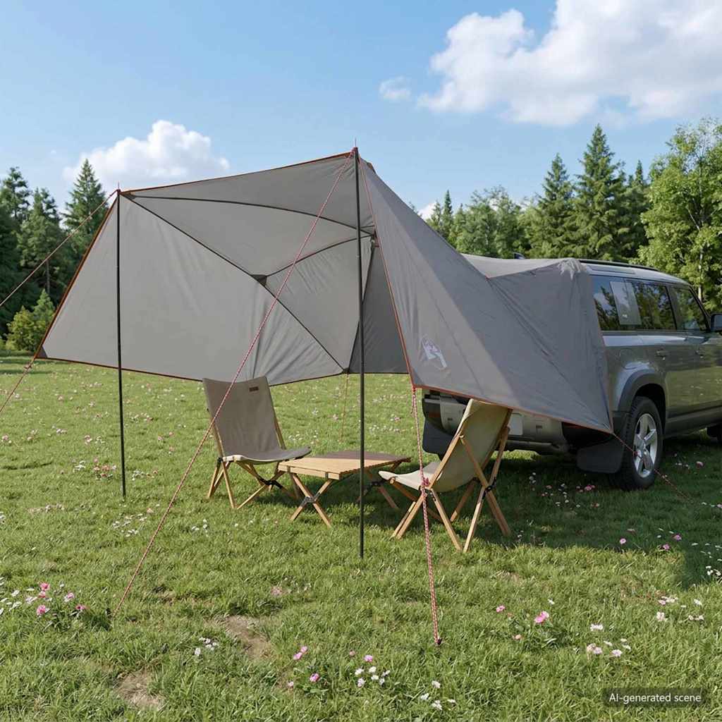 Car Tent 350 x 250 cm Polyester and Steel Grey and orange 305 cm 205 cm
