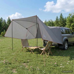 Car Tent 350 x 250 cm Polyester and Steel Grey and orange 305 cm 205 cm