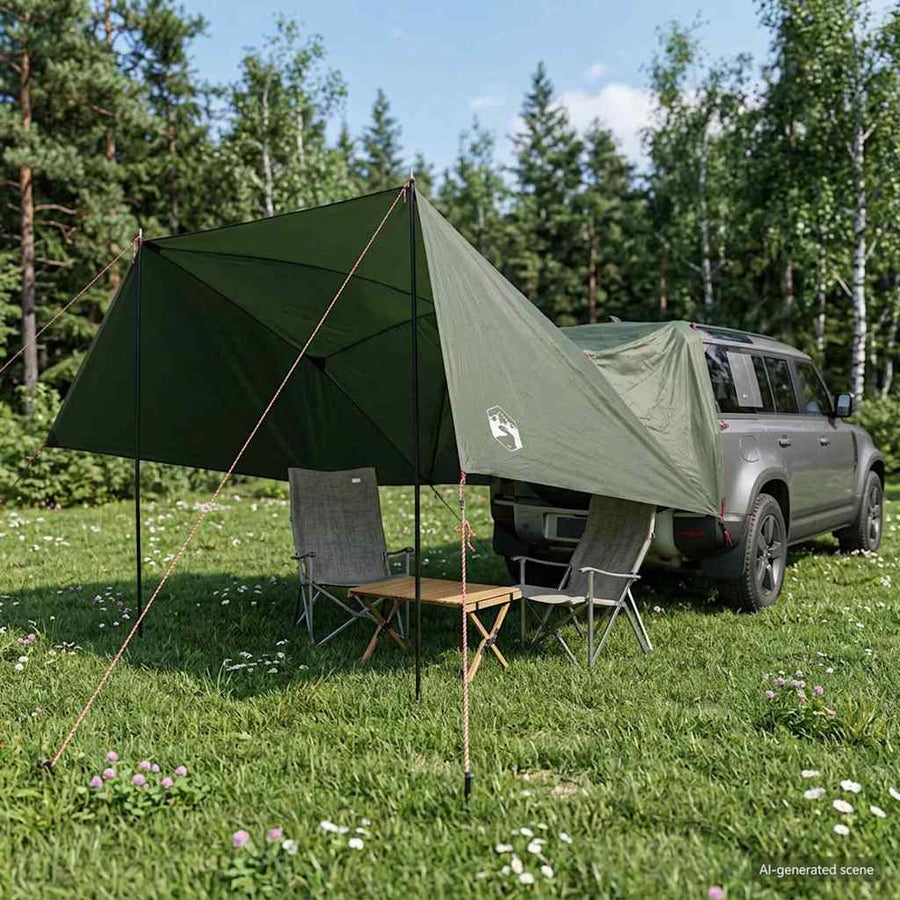 Car Tent 350 x 250 cm Polyester and Steel Army green 305 cm 205 cm