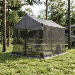 vidaXL Camping Tarp with Mesh Walls 270 x 210 x 210 cm Grey and Orange 1