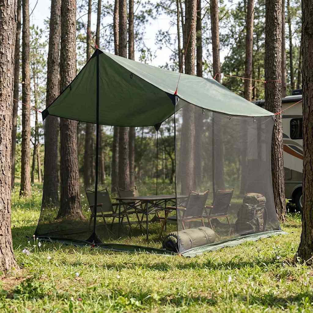 vidaXL Camping Tarp with Mesh Walls 270 x 210 x 210 cm Army Green 1
