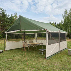 Family Tent 450 x 400 x 265 cm Polyester and Steel Green 450 x 400 x 265/165 cm