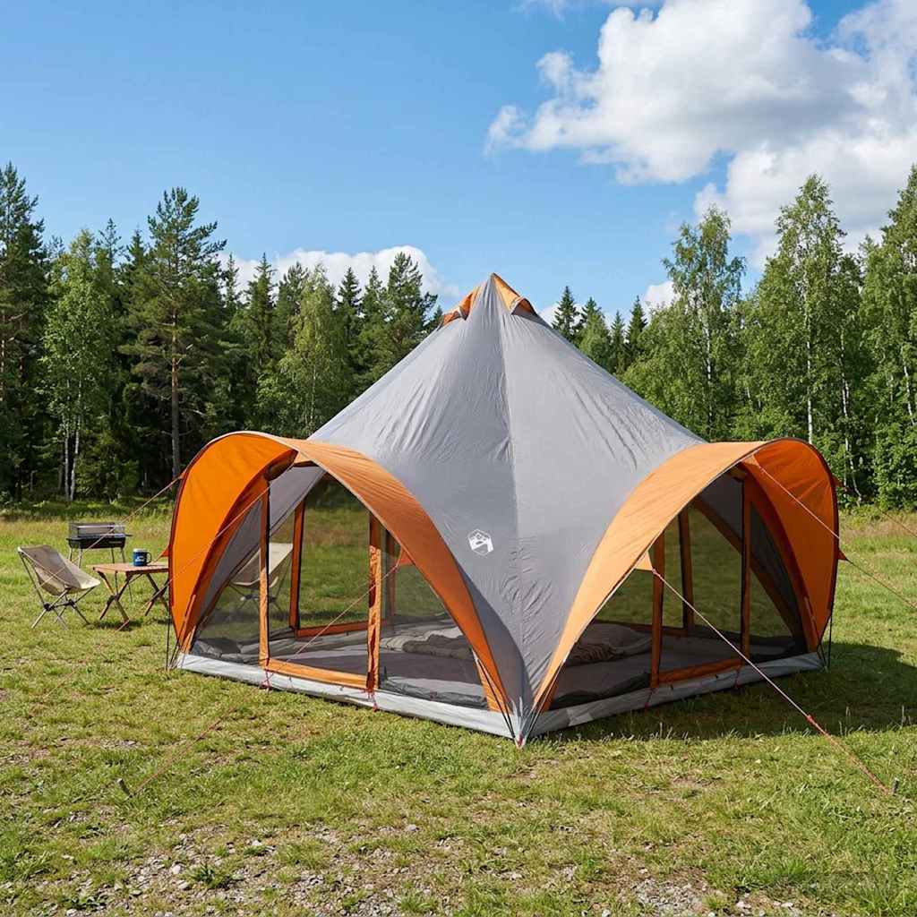 Tipi Tent 6.0-Person Polyester and Steel Width 400 cm Grey and orange