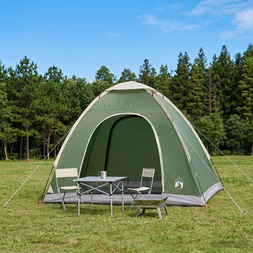 vidaXL Camping Tent 2-Person Green 185T Polyester with PU coating 1
