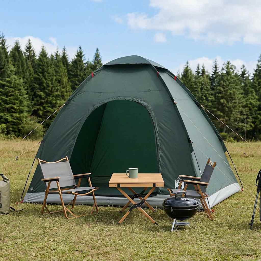 vidaXL Camping Tent 2-Person Army Green 185T Polyester with PU coating 1
