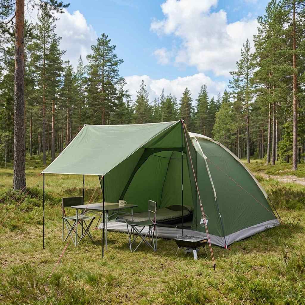 Camping Tent Polyester and Steel Green 4-person