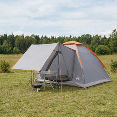 Camping Tent Polyester and Steel Grey and orange 4-person
