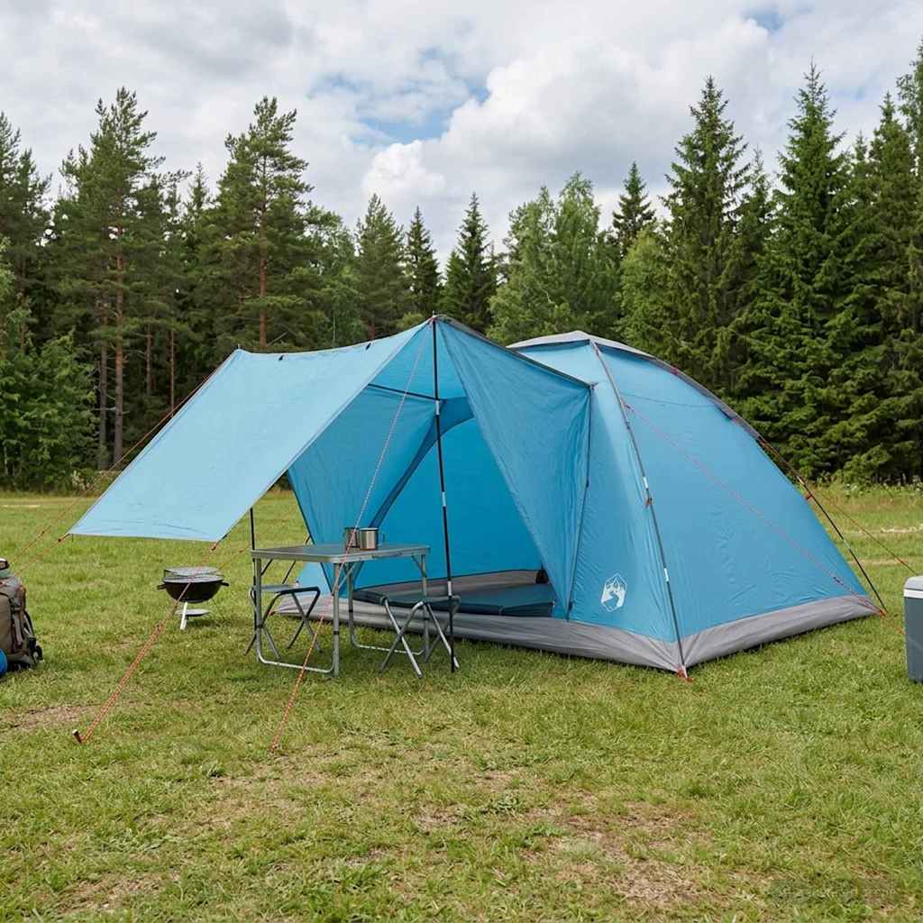 Camping Tent Polyester and Steel Blue 6-person