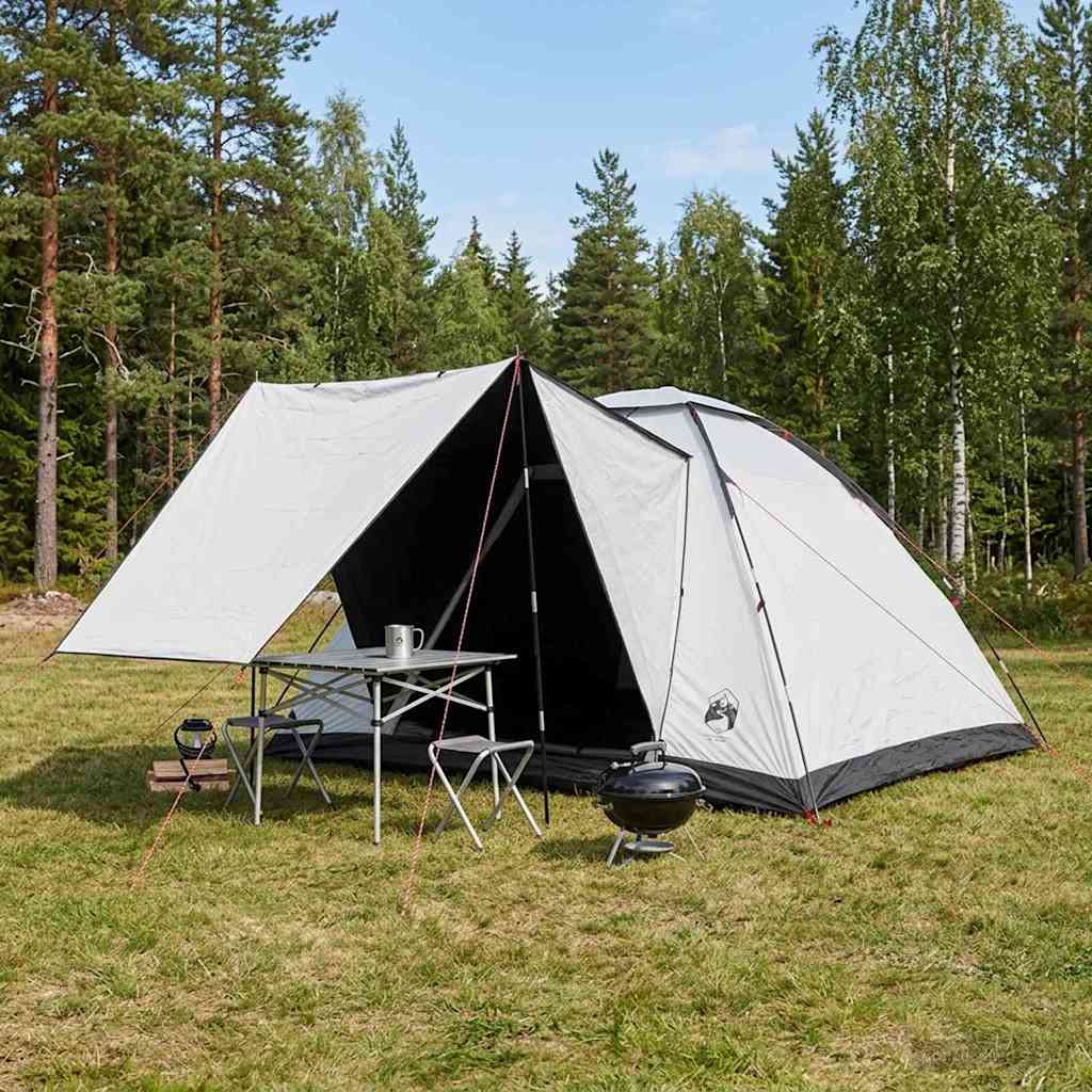 Camping Tent Polyester and Steel White blackout 6-person