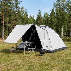 Camping Tent Polyester and Steel White blackout 6-person