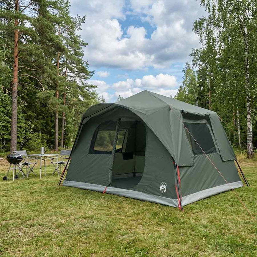 Instant Tent Polyester and Steel Army green 8-person