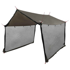 Camping Tarp with Mesh Walls 340 x 260 x 220 cm Brown and grey