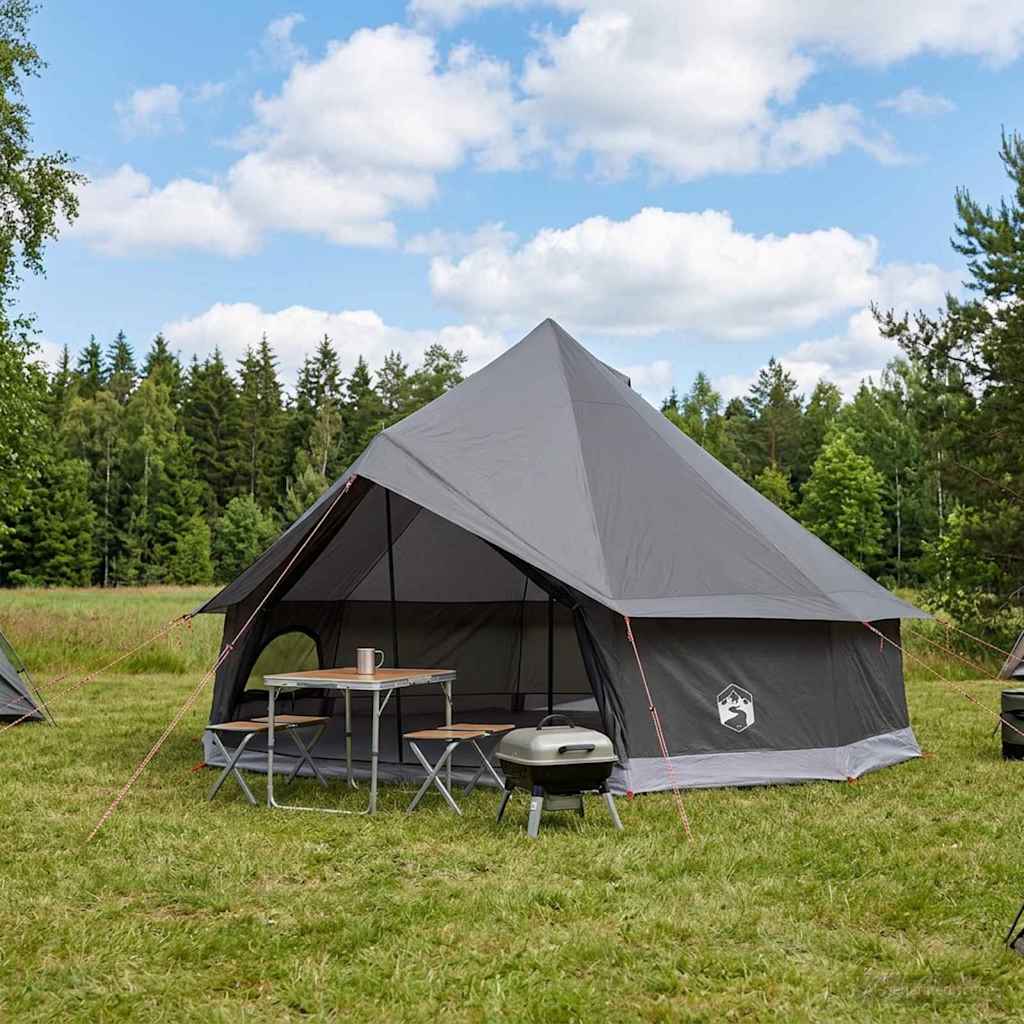 Tipi Tent Polyester and Steel Brown Grey 12-Person