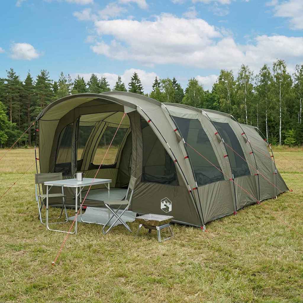 Family Tent Tunnel 8-Person Waterproof Olive Green