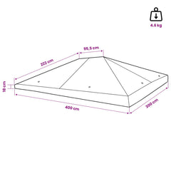 vidaXL Gazebo Cover 300 x 400 cm Blue 6