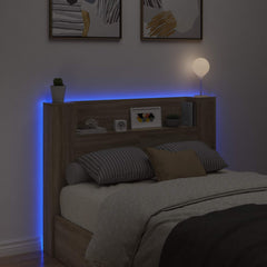 vidaXL Headboard Cabinet with LED Sonoma Engineered Wood 4