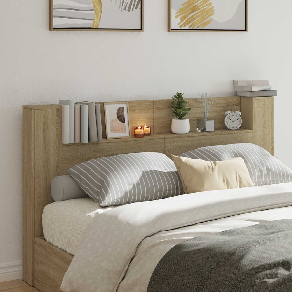 Headboard LED Engineered Wood Sonoma oak
