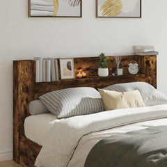 Headboard LED Engineered Wood Smoked oak