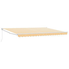 Manual Awning 100% Polyester White 4 x 2 m Yellow and White Stripe