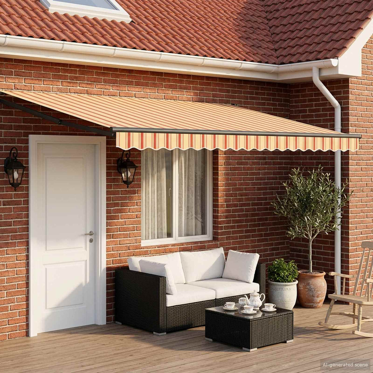 Awning Solar Anthracite Yellow Orange Stripe