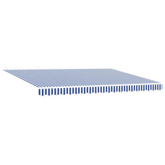 Manual Awning 4 x 3 m Beige 100% Polyester Blue and white (white frame)