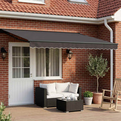 Manual Awning 4.5 x 3.5 m Beige 100% Polyester Anthracite (anthracite frame)