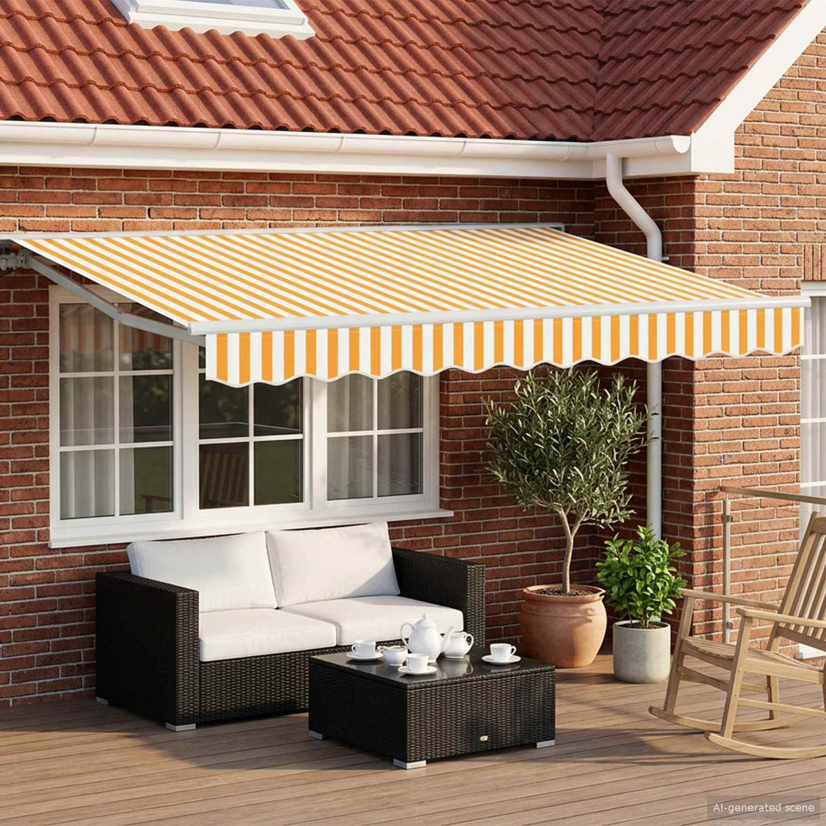 Awning Solar White Yellow Stripe