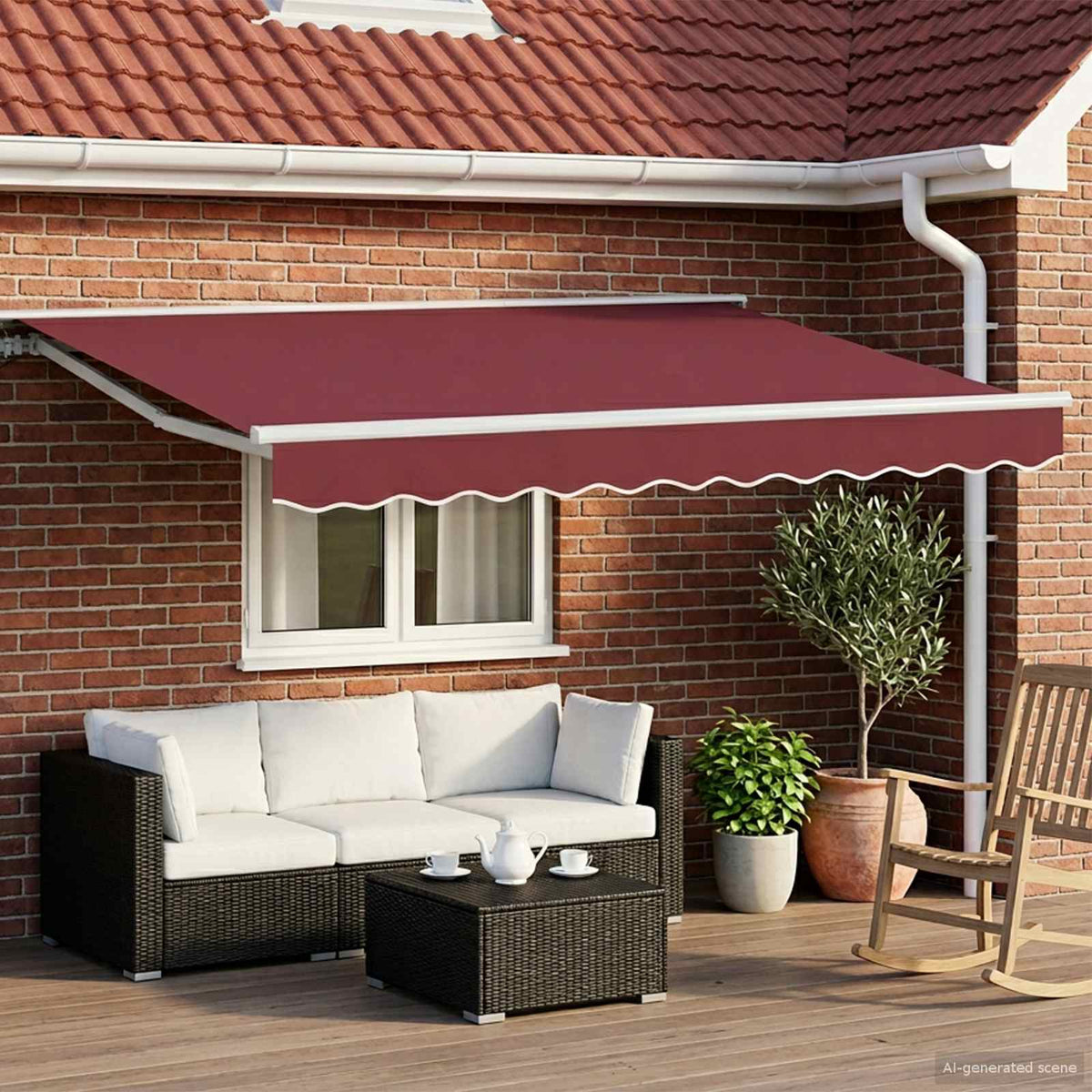 Awning Solar White Burgundy