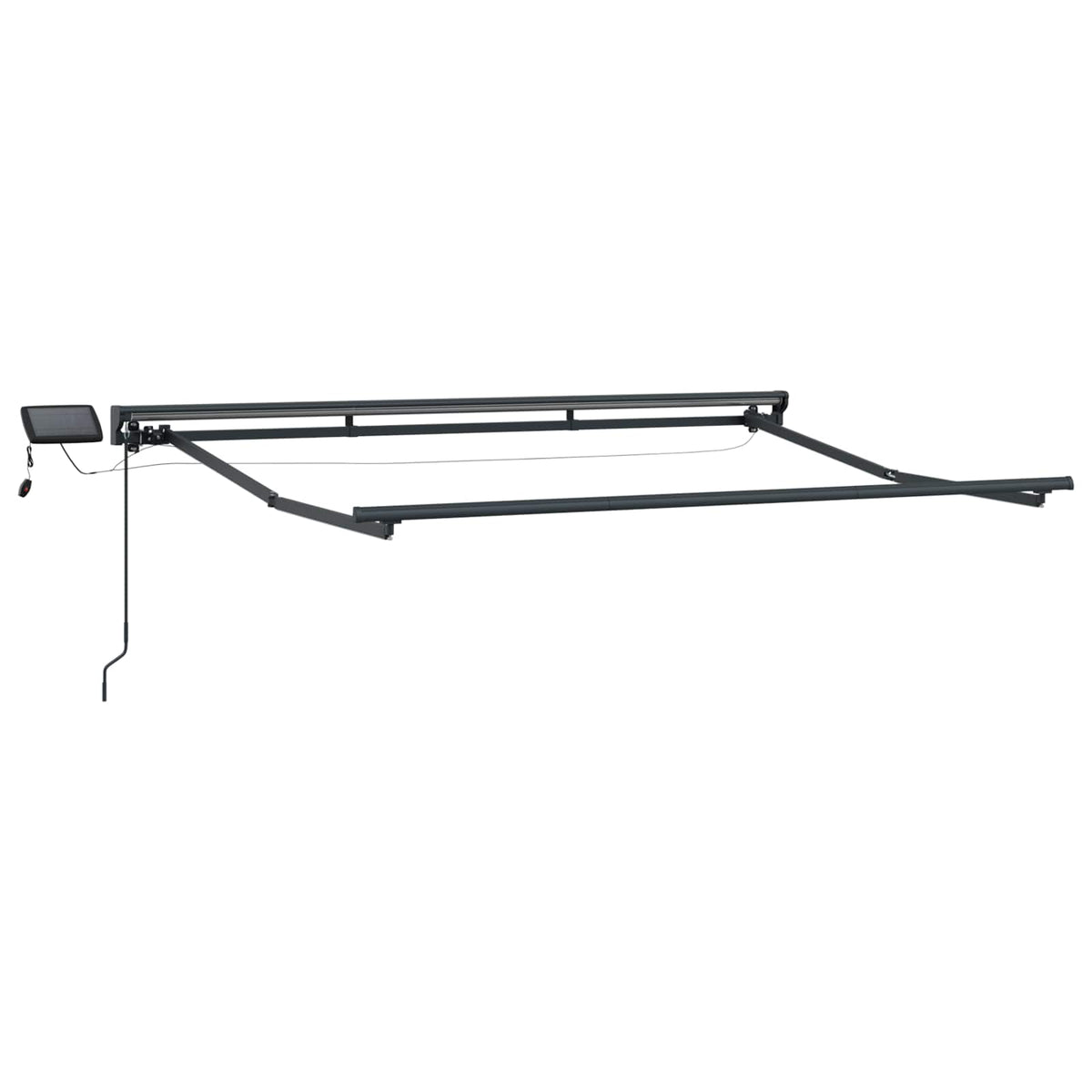 Manual Awning with Solar LED 3 x 2.5 m Anthracite Blue and White Stripe