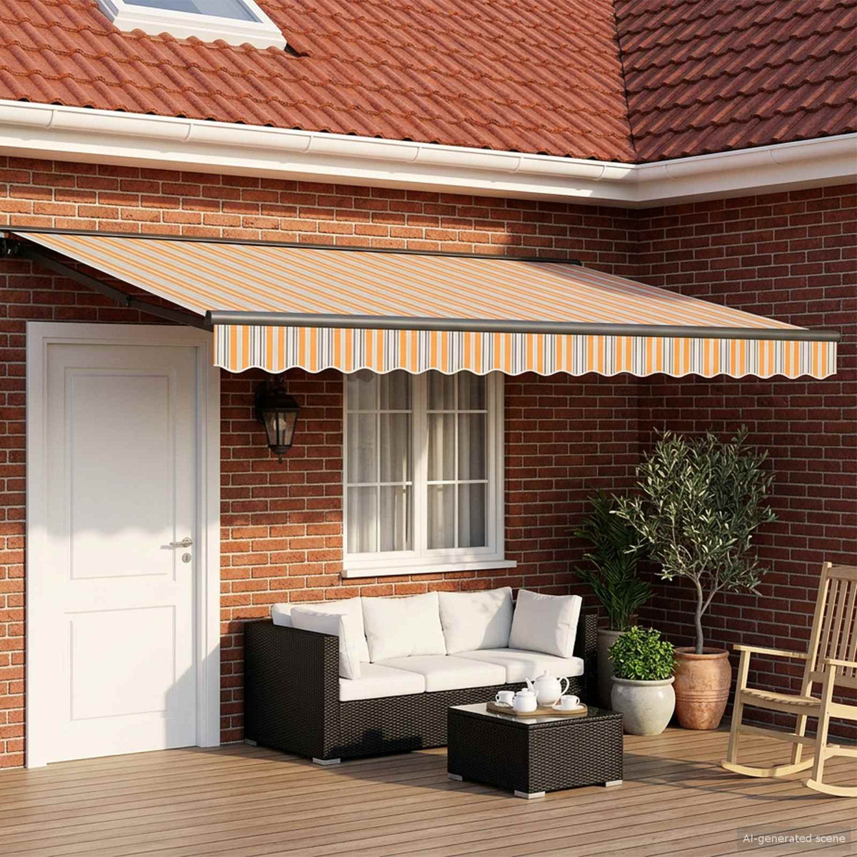 Awning Solar Anthracite Orange/Grey/Blue/White Stripe