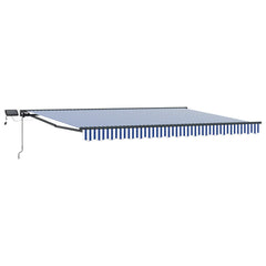 Manual Awning with Solar LED 5 x 3.5 m Anthracite Blue and White Stripe