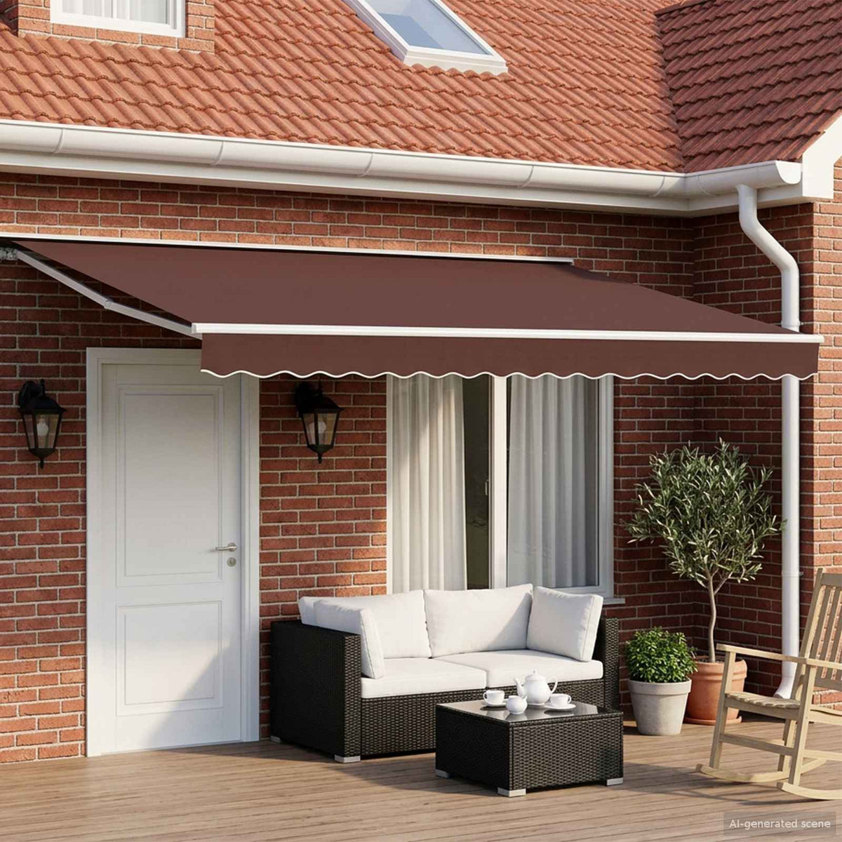 Solar Awning White Brown