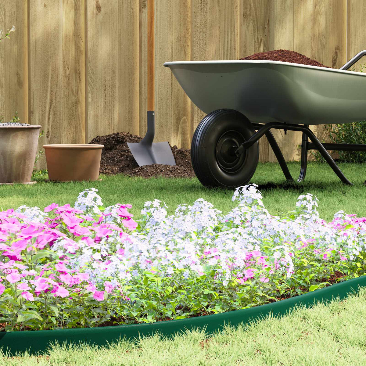 vidaXL Lawn Edgings Green 5000 x 4 x 5 cm Plastic 1