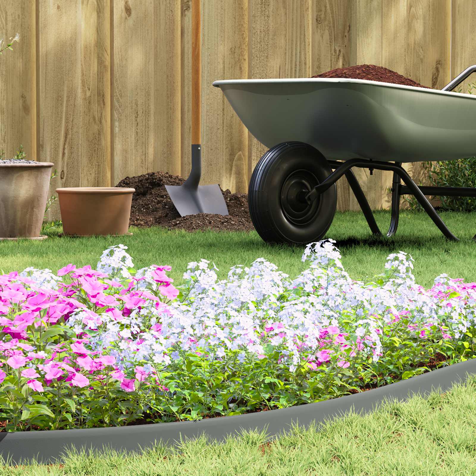 vidaXL Lawn Edgings Grey 4000 x 4 x 5 cm Plastic 1