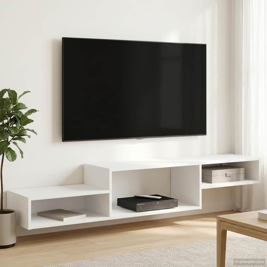 vidaXL Wall-mounted TV Cabinet Wall-Mounted White 150 x 28 x 26 cm 1
