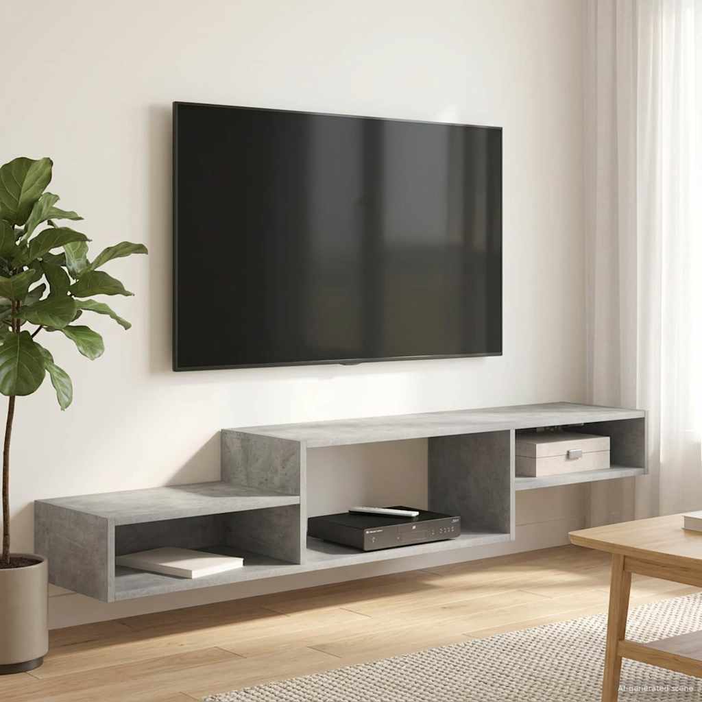 vidaXL Wall-mounted TV Cabinet Wall-Mounted Concrete Grey 1