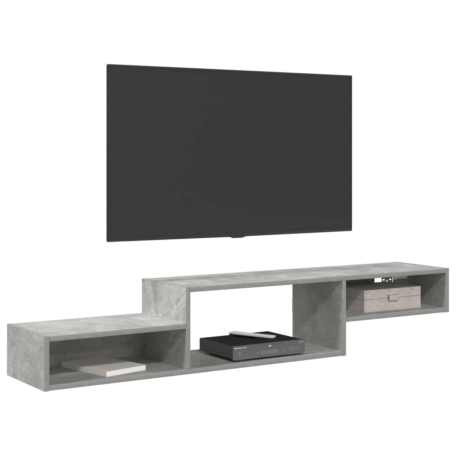 vidaXL Wall-mounted TV Cabinet Wall-Mounted Concrete Grey 3
