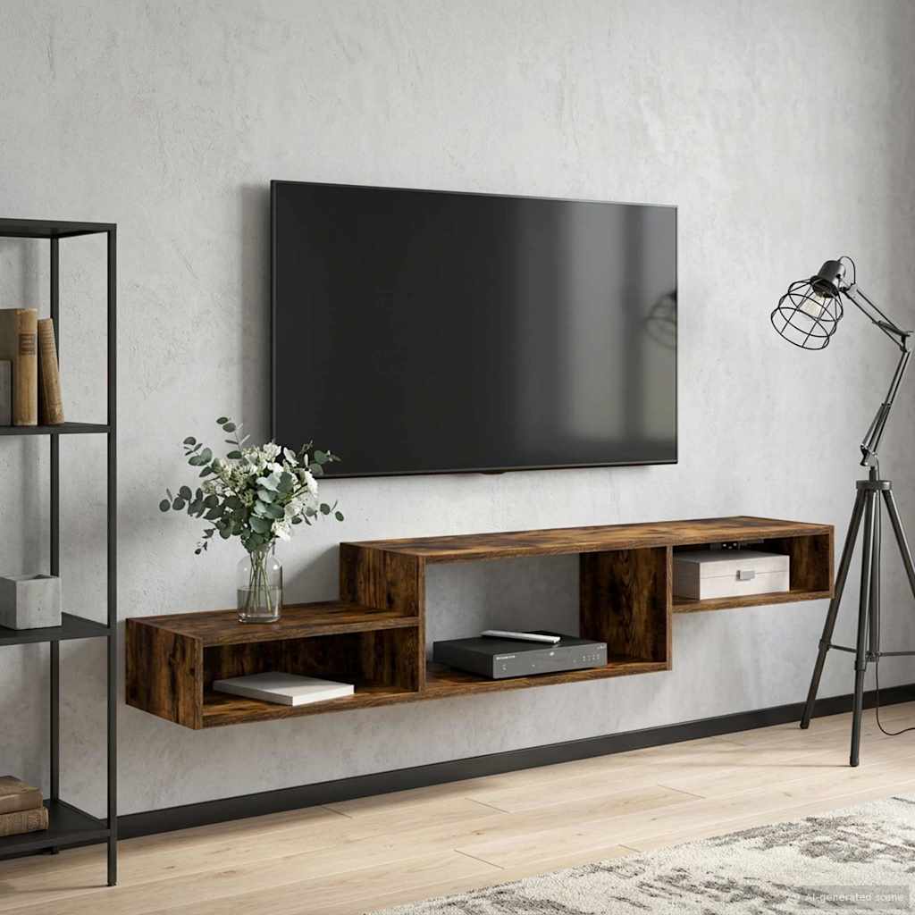 vidaXL Wall-mounted TV Cabinet Wall-Mounted Smoked Oak 4