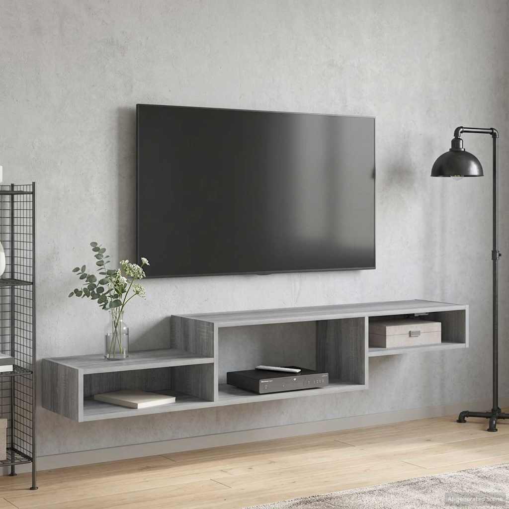 vidaXL Wall-mounted TV Cabinet Wall-Mounted Grey Sonoma 1