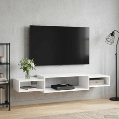 vidaXL Wall-mounted TV Cabinet Wall-Mounted White 140 x 28 x 21 cm 1