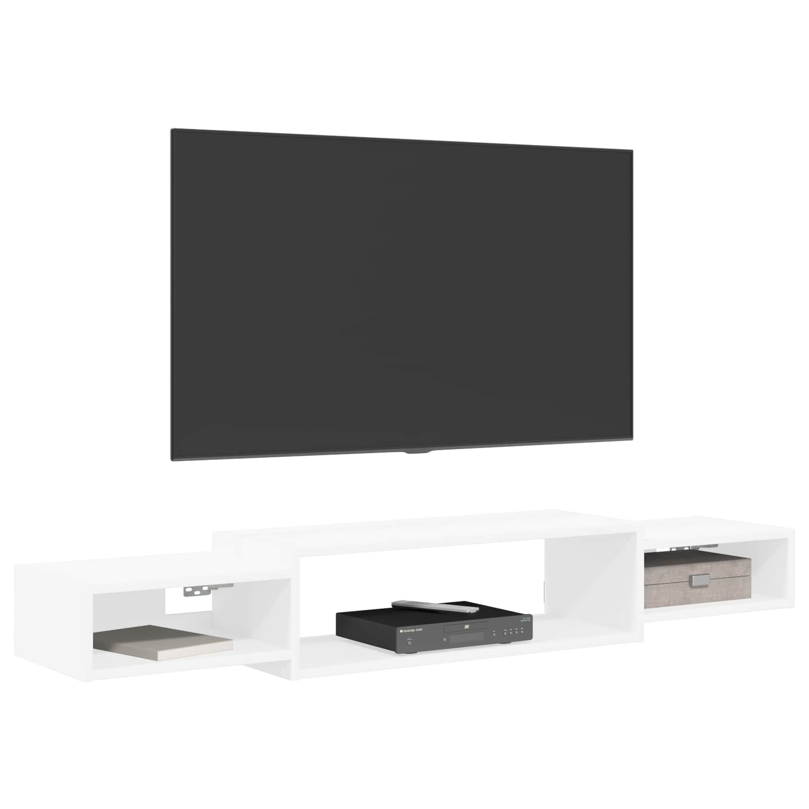 vidaXL Wall-mounted TV Cabinet Wall-Mounted White 140 x 28 x 21 cm 3