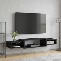 vidaXL Wall-mounted TV Cabinet Wall-Mounted Black Oak 140 x 28 x 21 cm 1