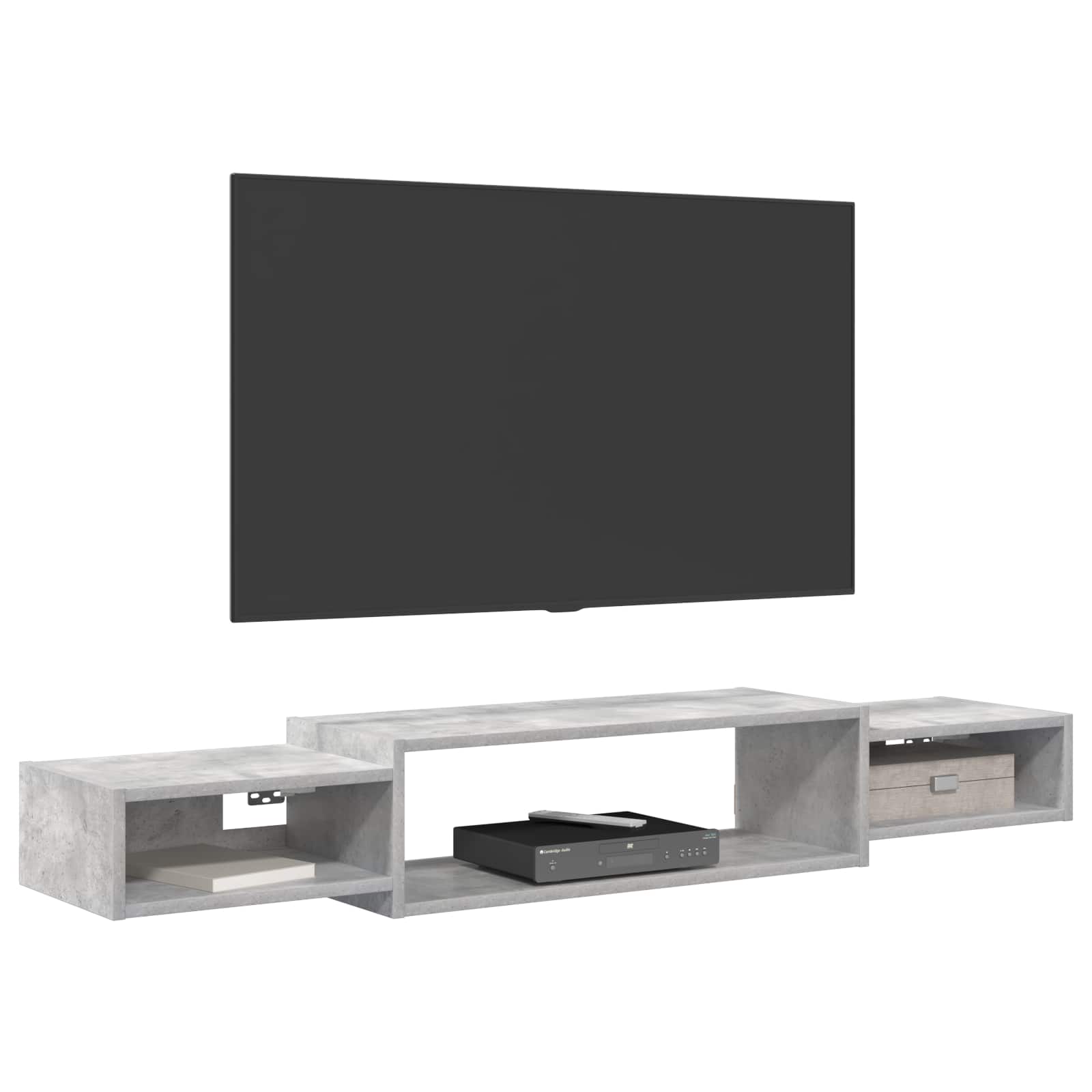vidaXL Wall-mounted TV Cabinet Wall-Mounted Concrete Grey 3