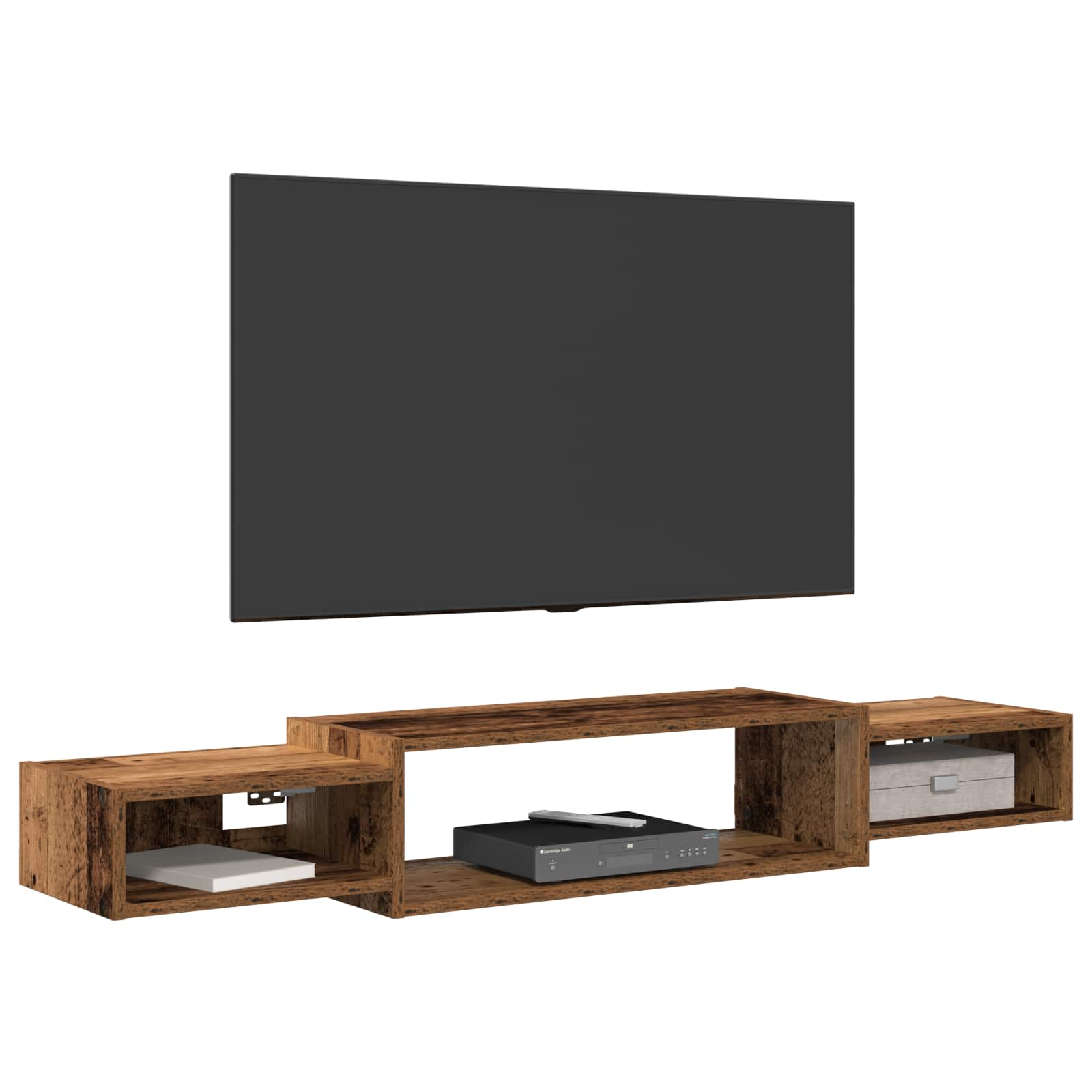 vidaXL Wall-mounted TV Cabinet Wall-Mounted Old Wood 140 x 28 x 21 cm 3