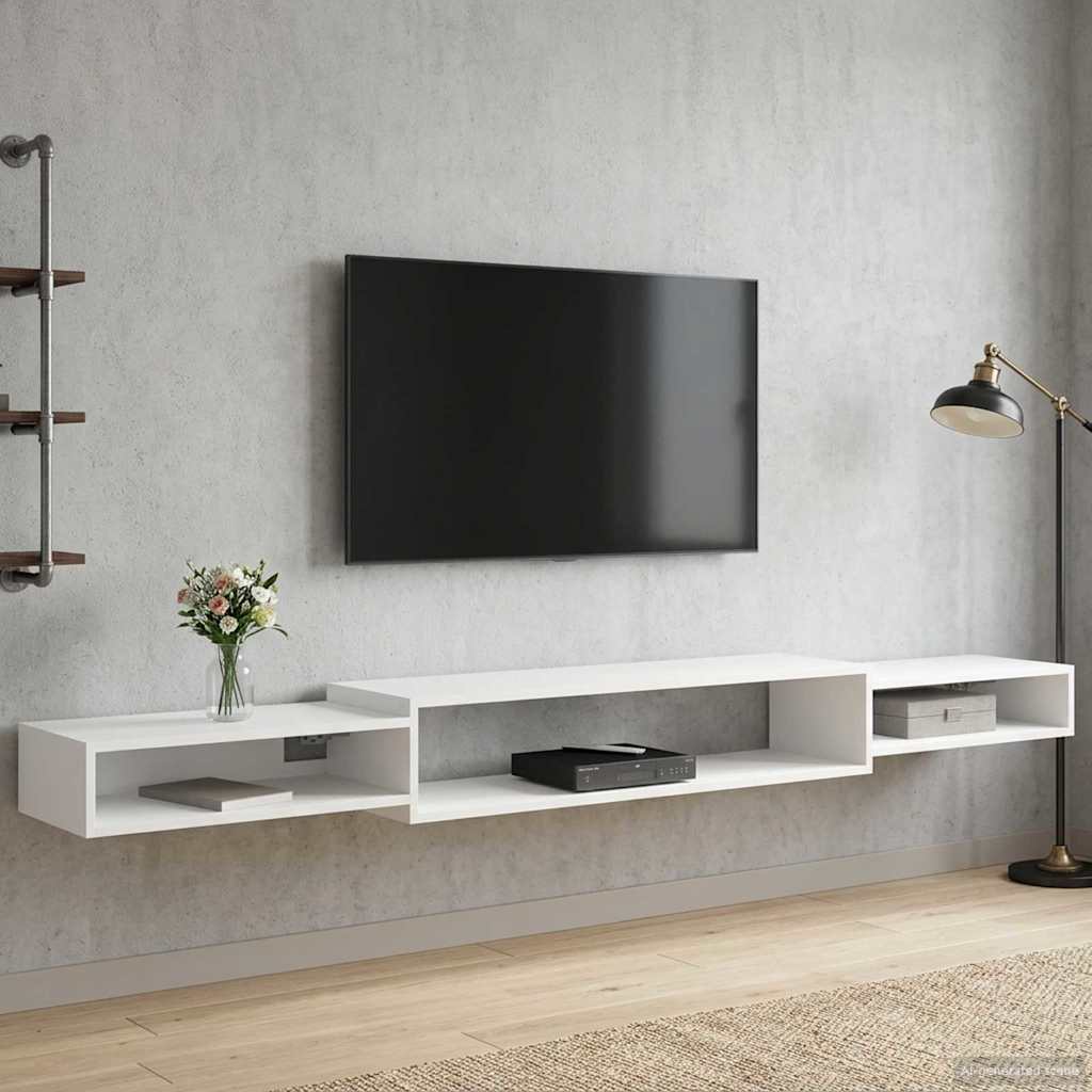 Wall-mounted TV Cabinet Wall-Mounted Length 220 cm White